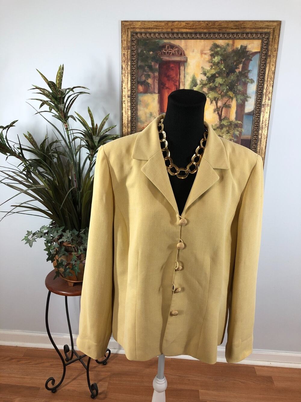 Le Suit Blazer Jacket Women' Plus 18 Yellow Notch Lapel Business Clueless Preppy